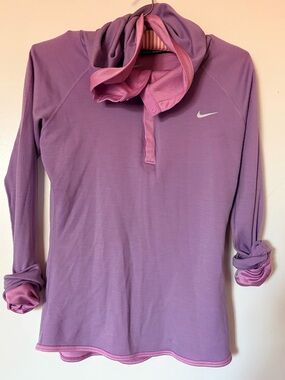 Nike Purple Long Sleeve Hoodie Top with Pink Accents